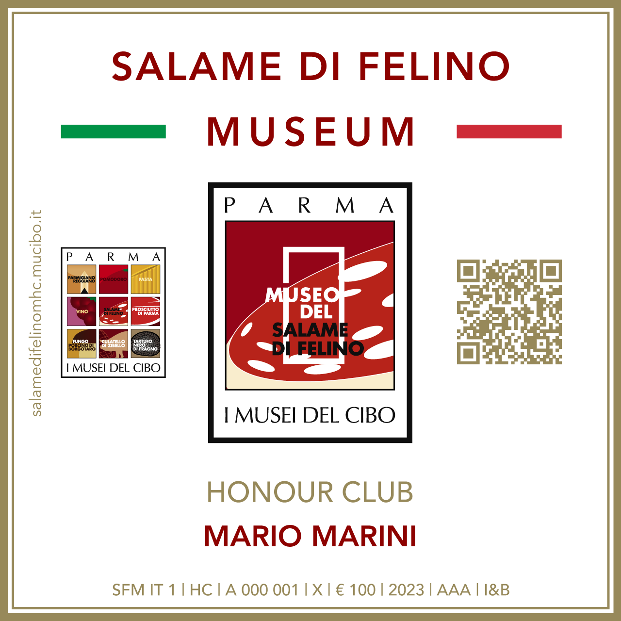 Salame di Felino Museum Honour Club - Token Id A 000 001 - MARIO MARINI