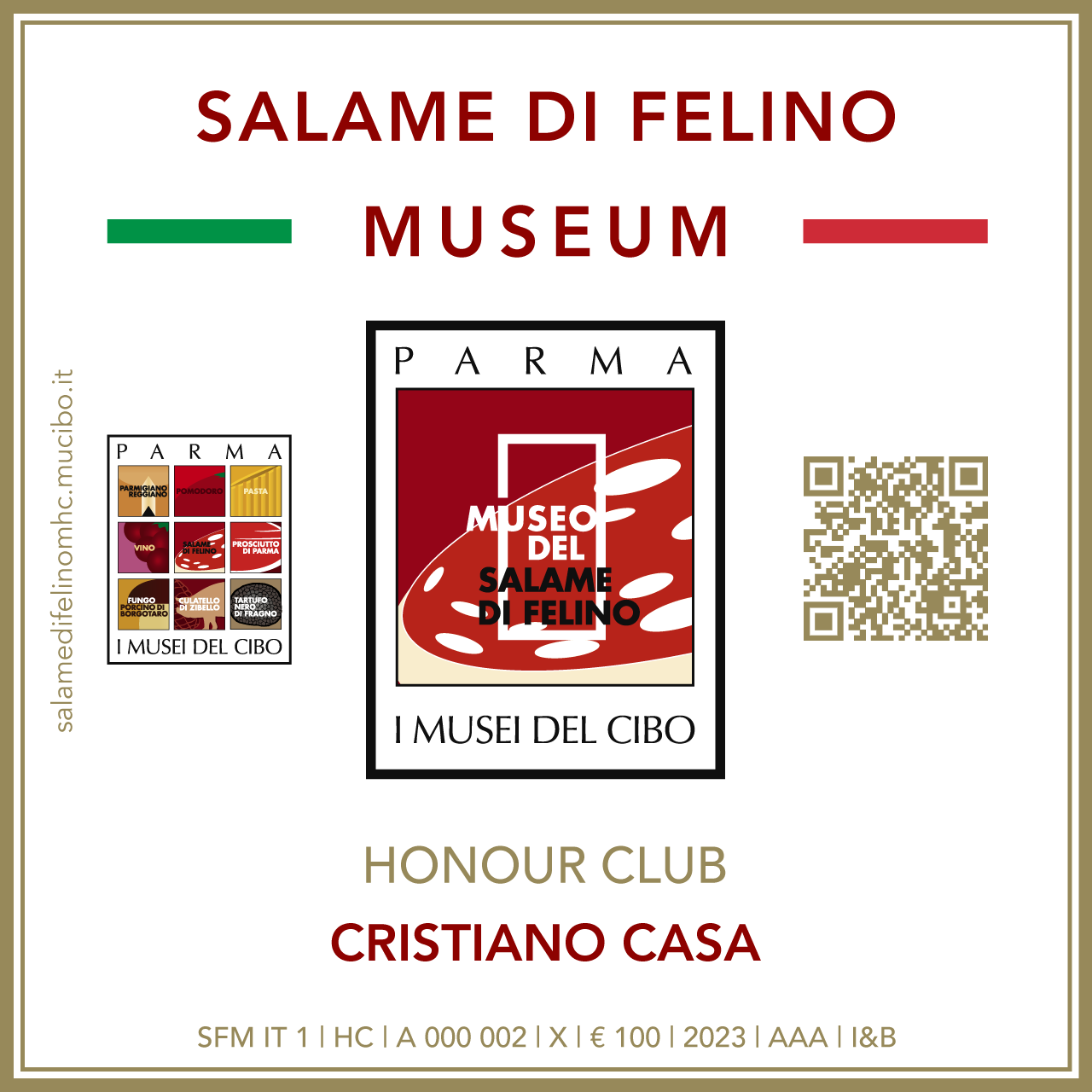 Salame di Felino Museum Honour Club - Token Id A 000 002 - CRISTIANO CASA
