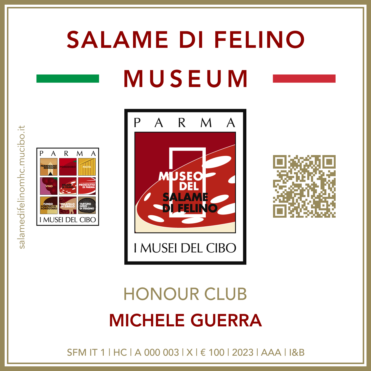 Salame di Felino Museum Honour Club - Token Id A 000 003 - MICHELE GUERRA