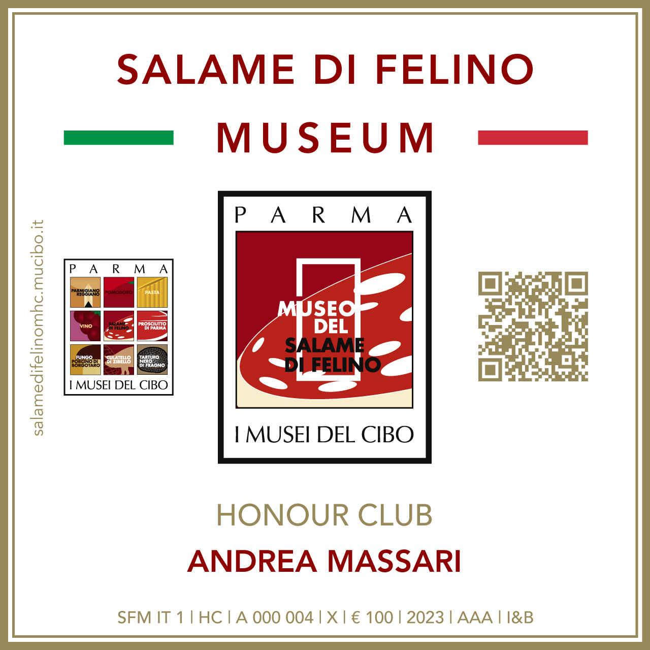 Salame di Felino Museum Honour Club - Token Id A 000 004 - ANDREA MASSARI